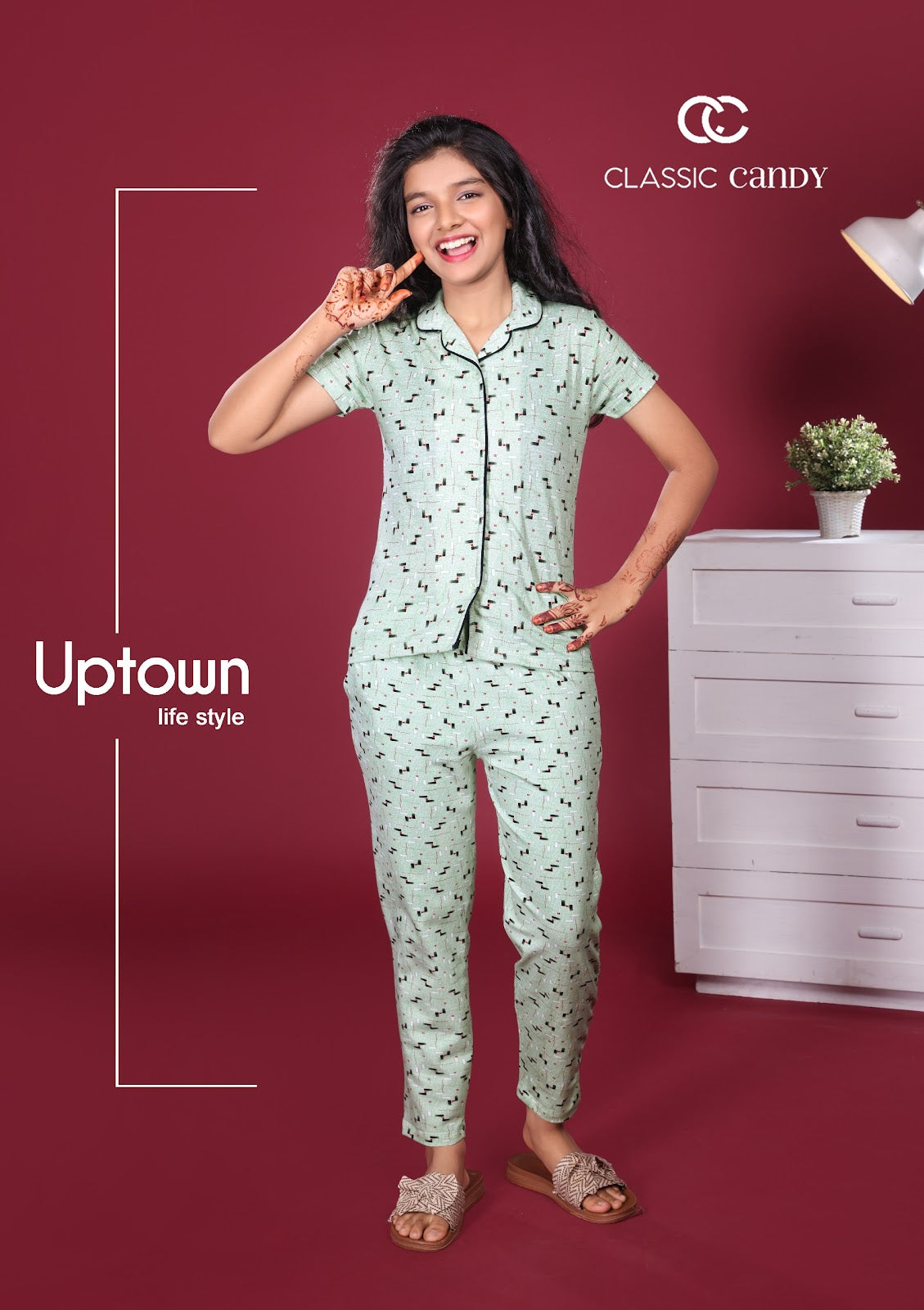 A877 Classic Candy Girls Night Suits Exporter Ahmedabad