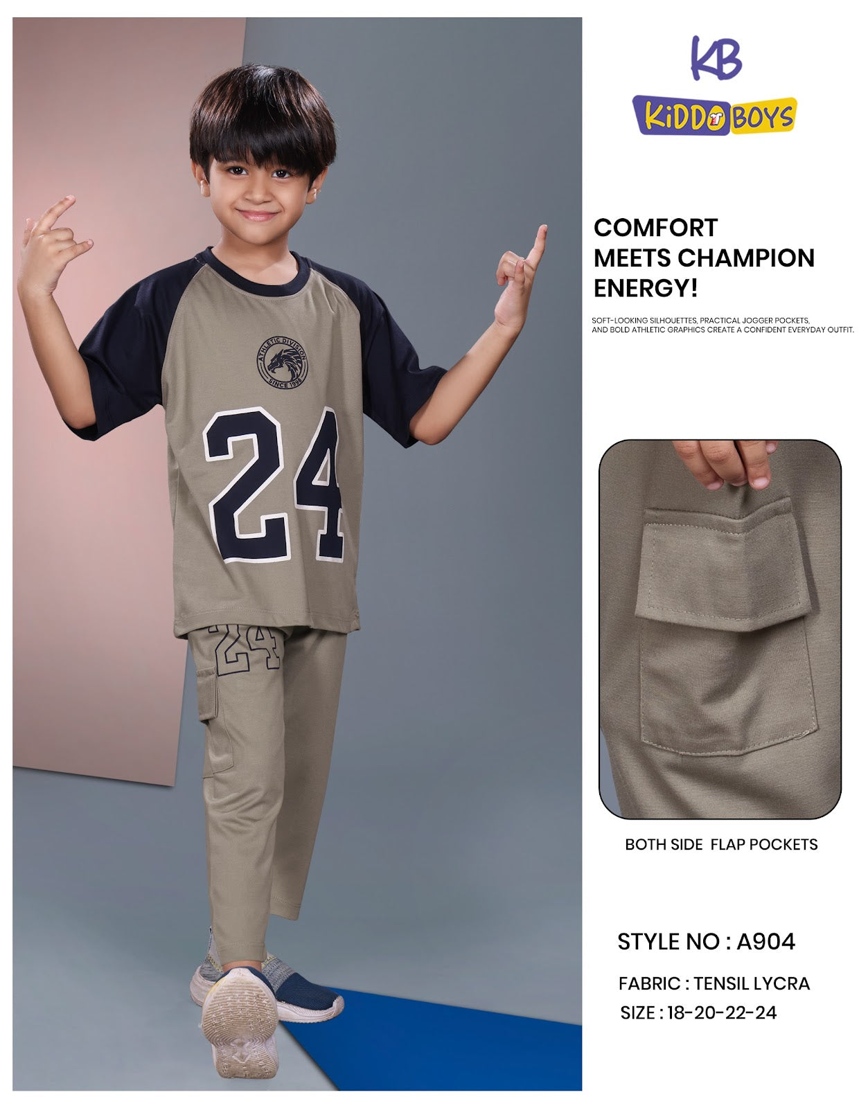A904 Drop Shoulder Kiddo Tencil Lycra Boys Co Ord Set Manufacturer India