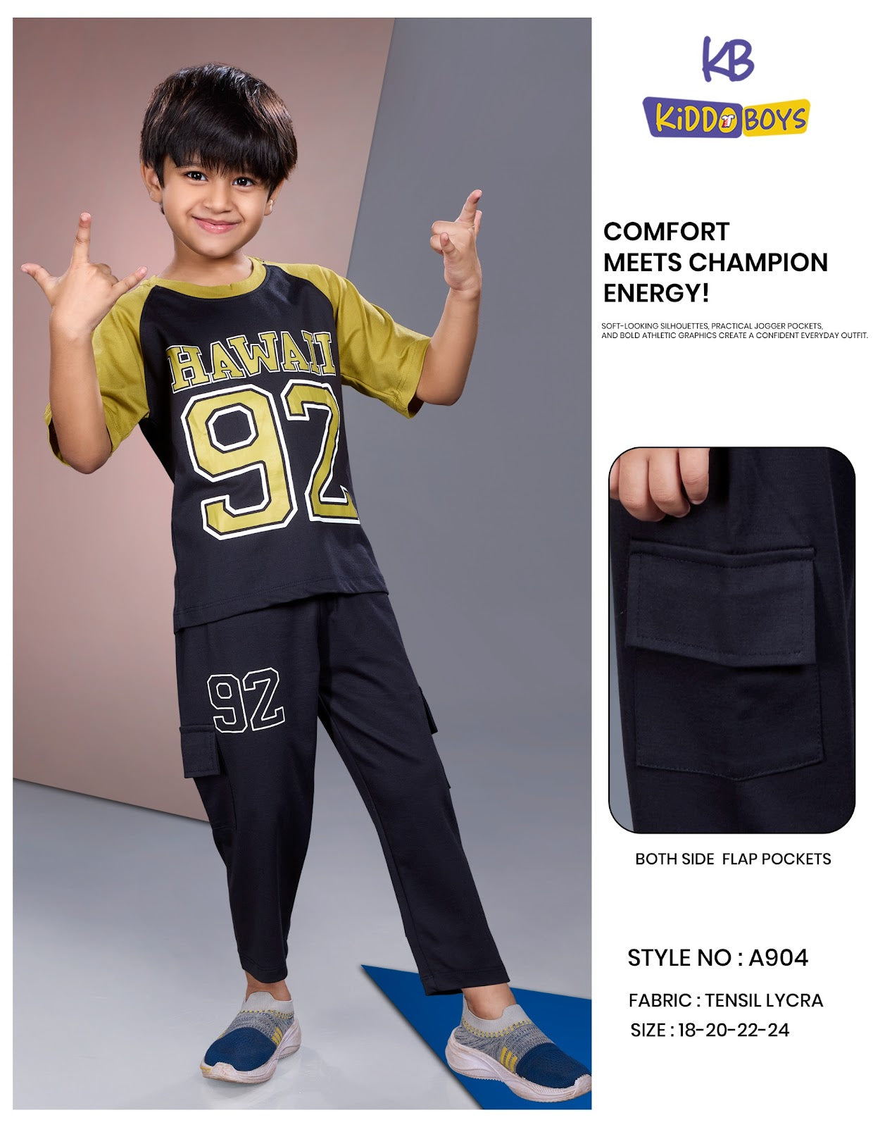 A904 Drop Shoulder Kiddo Tencil Lycra Boys Co Ord Set Manufacturer India