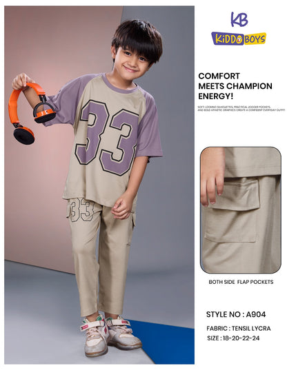 A904 Drop Shoulder Kiddo Tencil Lycra Boys Co Ord Set Manufacturer India