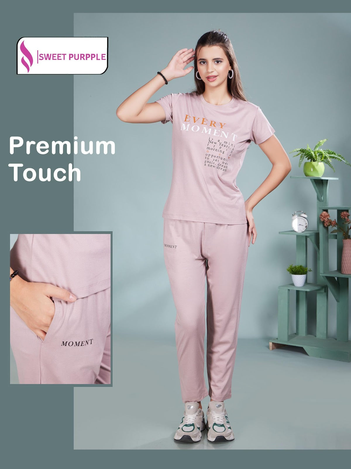 A926 Plain Sweet Purple Tencil Lycra Pyjama Night Suits Wholesale Price