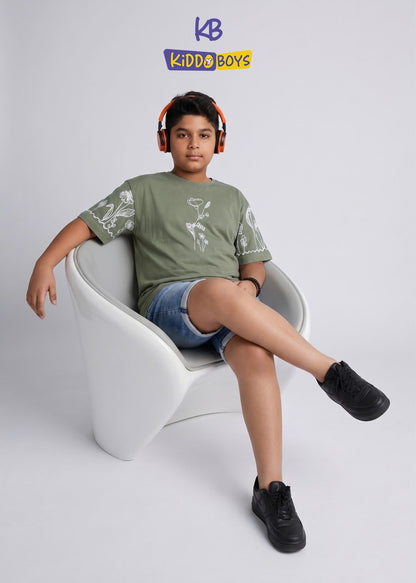 A928 Drop Shoulder Kiddo Tencil Lycra Boys Tshirt Exporter