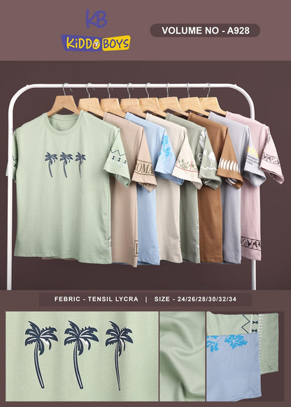 A928 Drop Shoulder Kiddo Tencil Lycra Boys Tshirt Exporter