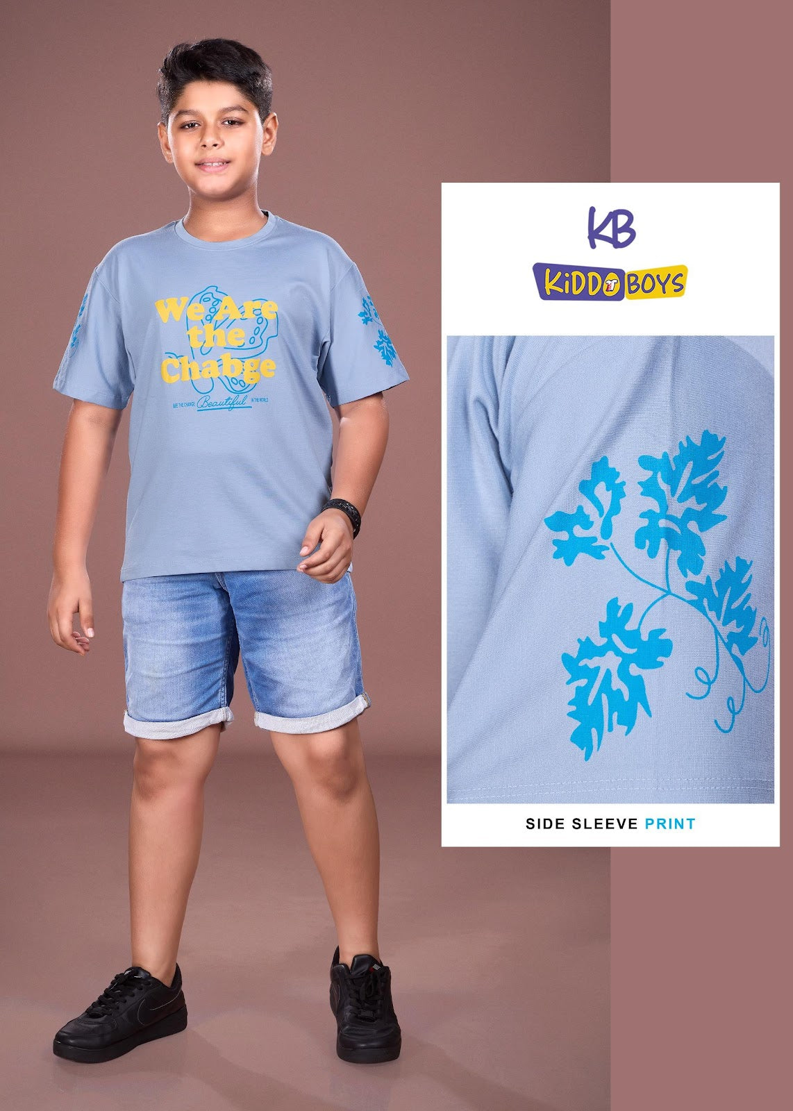A928 Drop Shoulder Kiddo Tencil Lycra Boys Tshirt Exporter