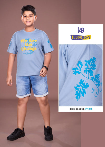 A928 Drop Shoulder Kiddo Tencil Lycra Boys Tshirt Exporter