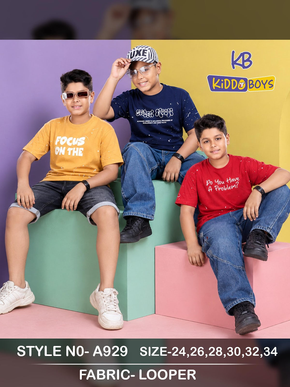 A929 Kiddo Cotton Looper Boys Tshirt Wholesaler India