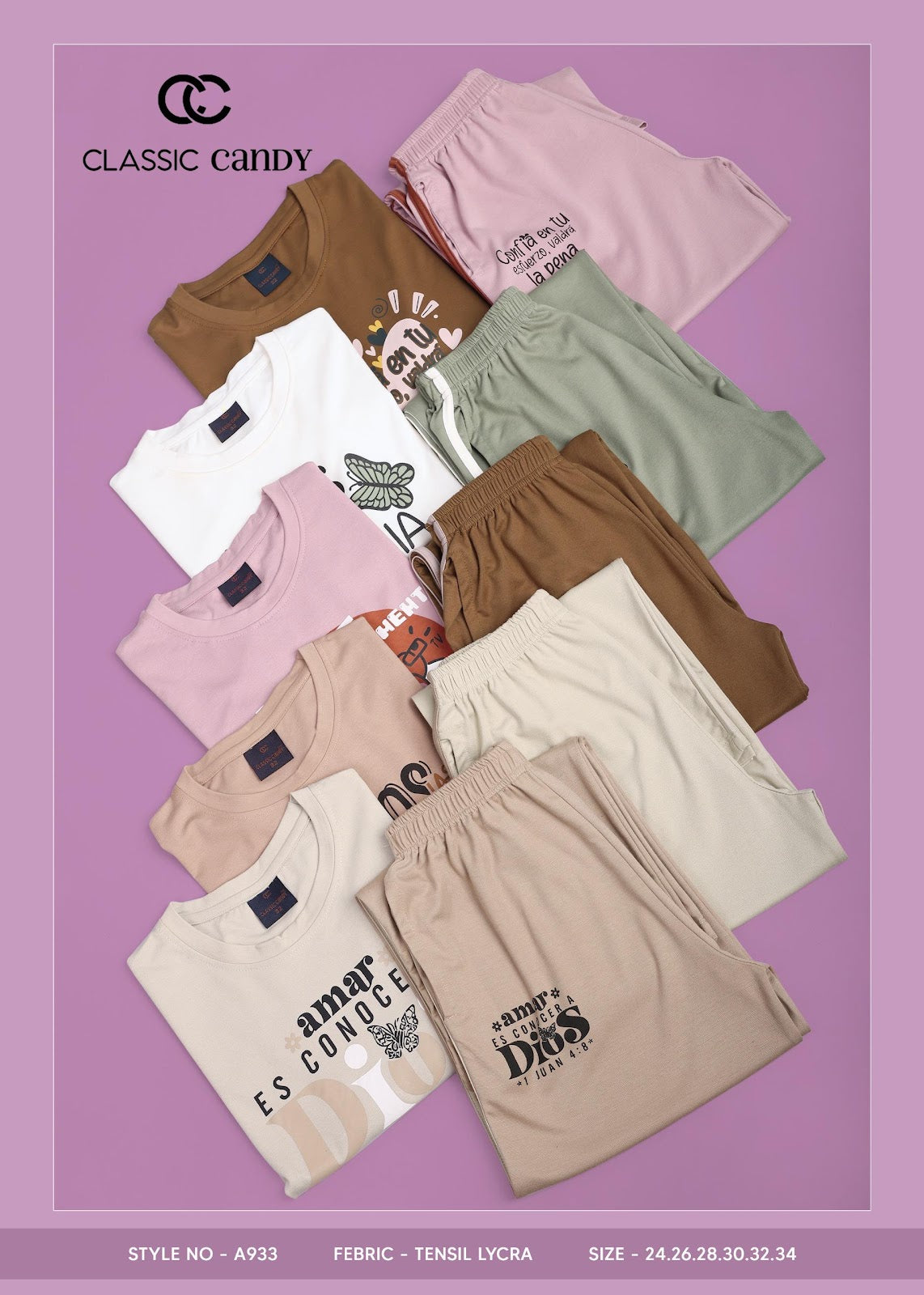 A933 Classic Candy Tencil Lycra Girls Pant Set Manufacturer Ahmedabad