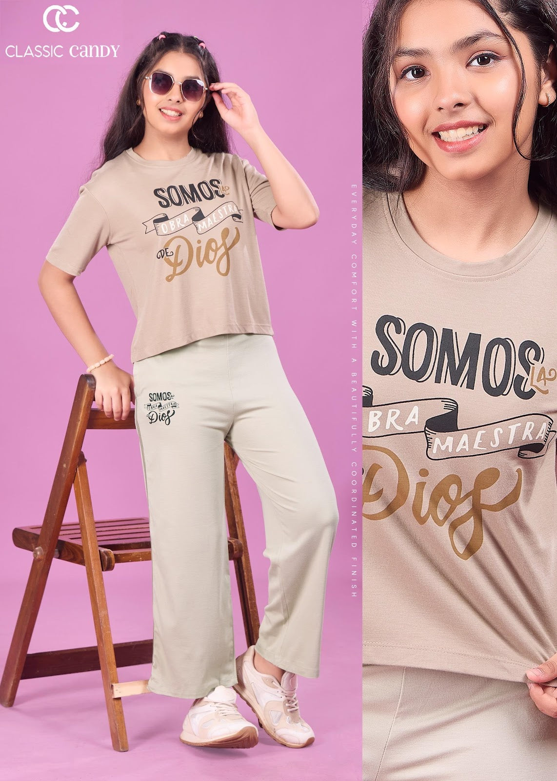 A933 Classic Candy Tencil Lycra Girls Pant Set Manufacturer Ahmedabad