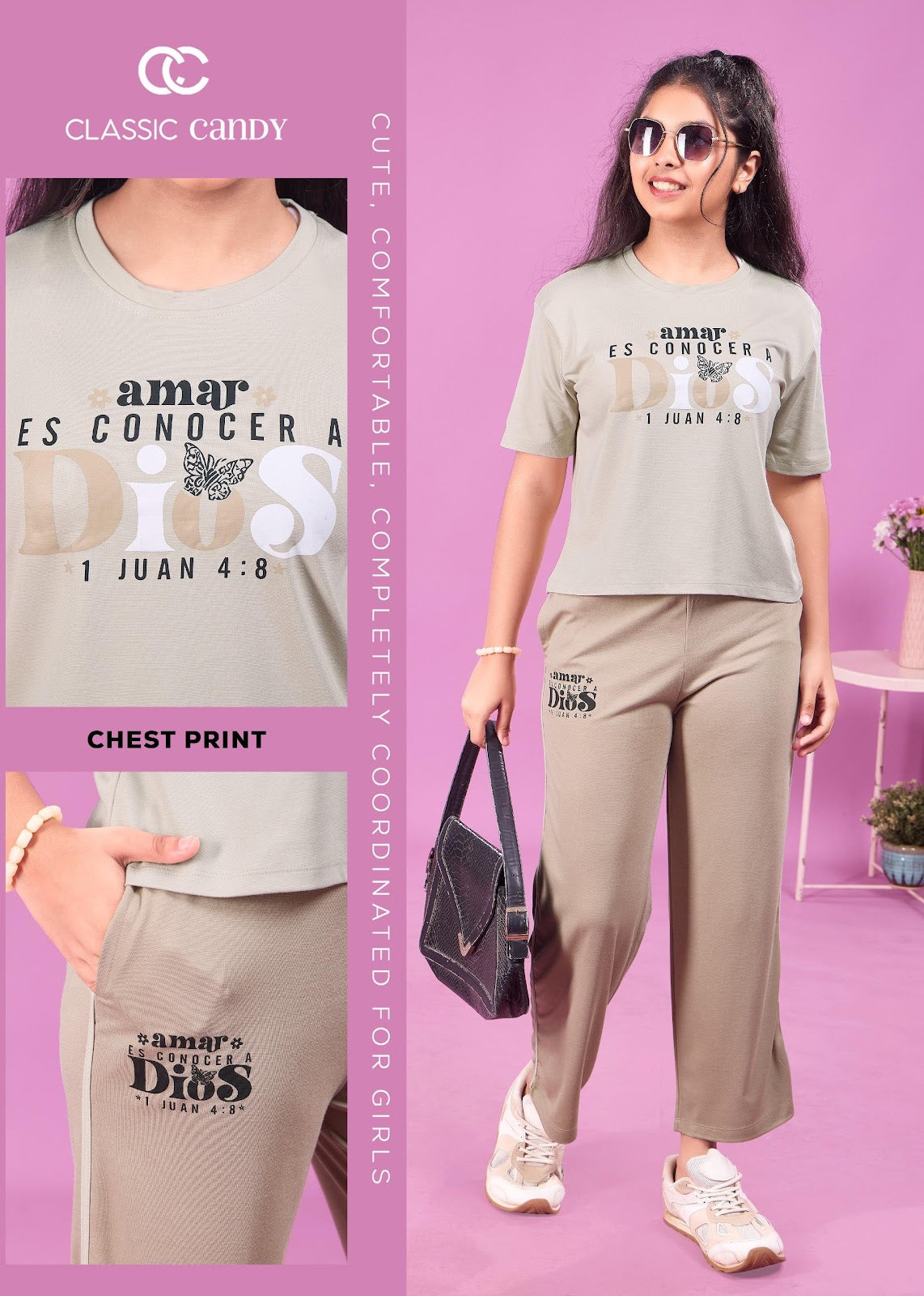 A933 Classic Candy Tencil Lycra Girls Pant Set Manufacturer Ahmedabad