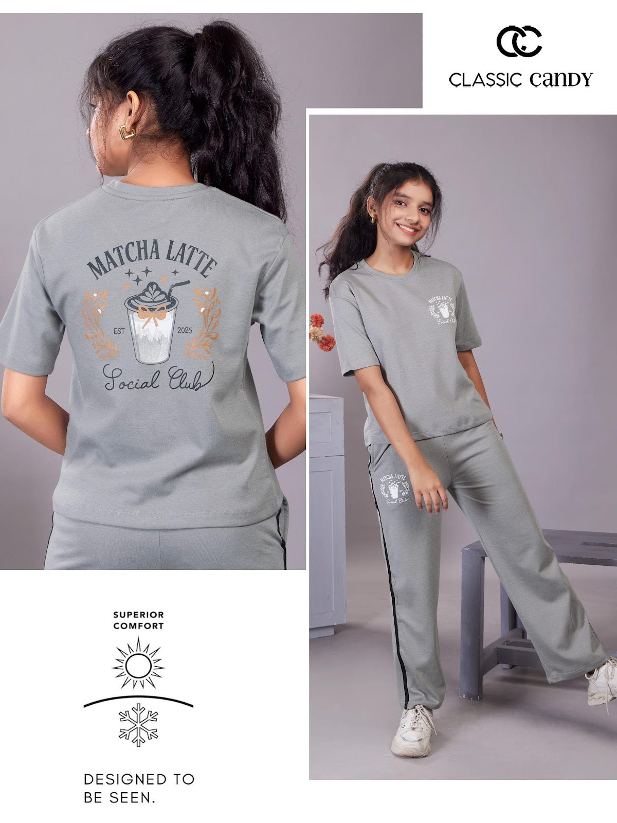 A938 Canvas Classic Candy Lycra Girls Pant Set Wholesaler Ahmedabad