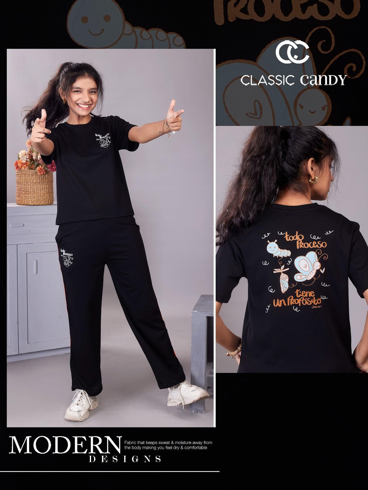 A938 Canvas Classic Candy Lycra Girls Pant Set Wholesaler Ahmedabad