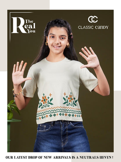 A939 Drop Shoulder Classic Candy Tencil Lycra Girls Top Supplier
