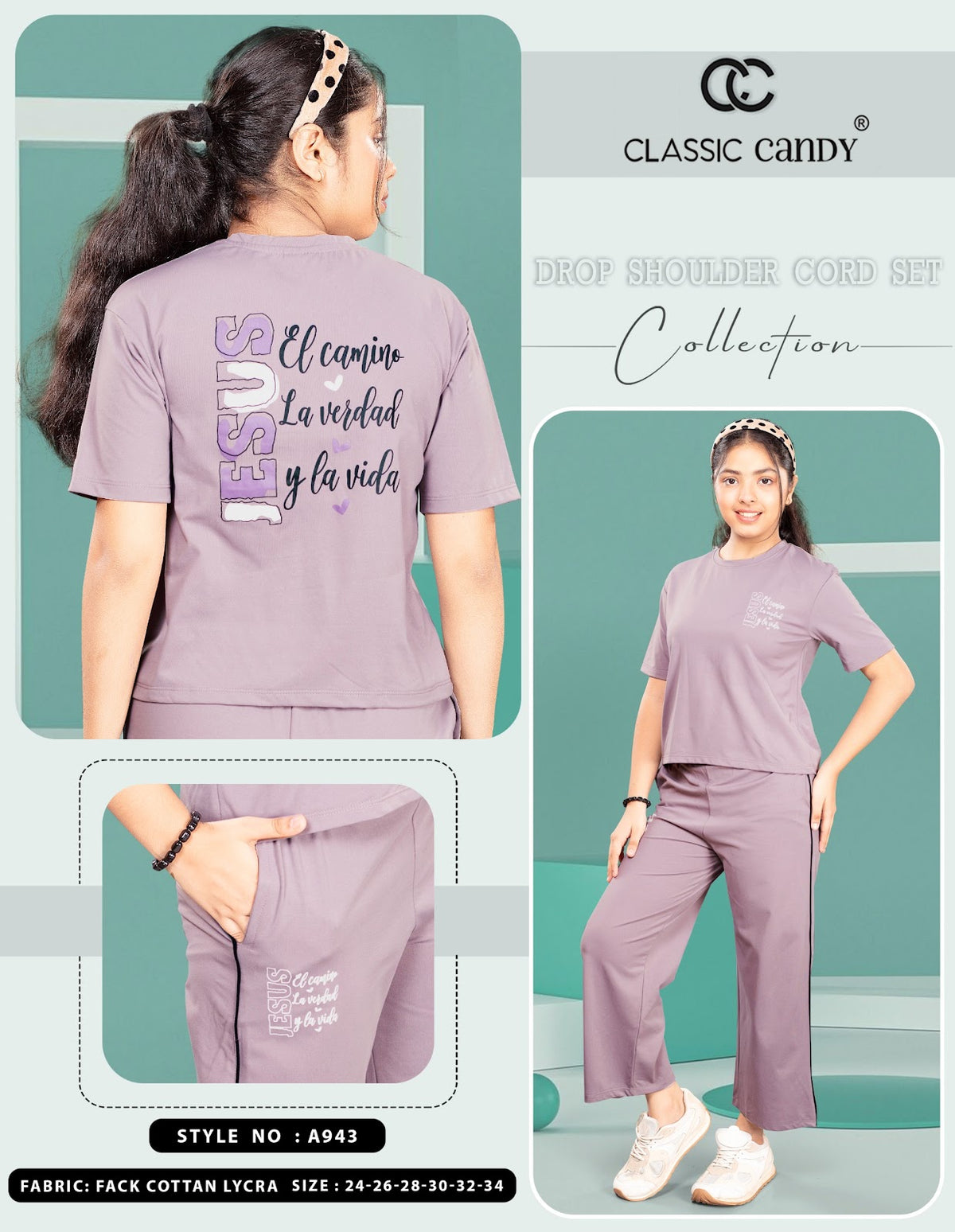 A943 Classic Candy Cotton Lycra Girls Pant Set Manufacturer India