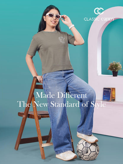 A945 Drop Shoulder Classic Candy Canvas Girls Top Supplier Gujarat