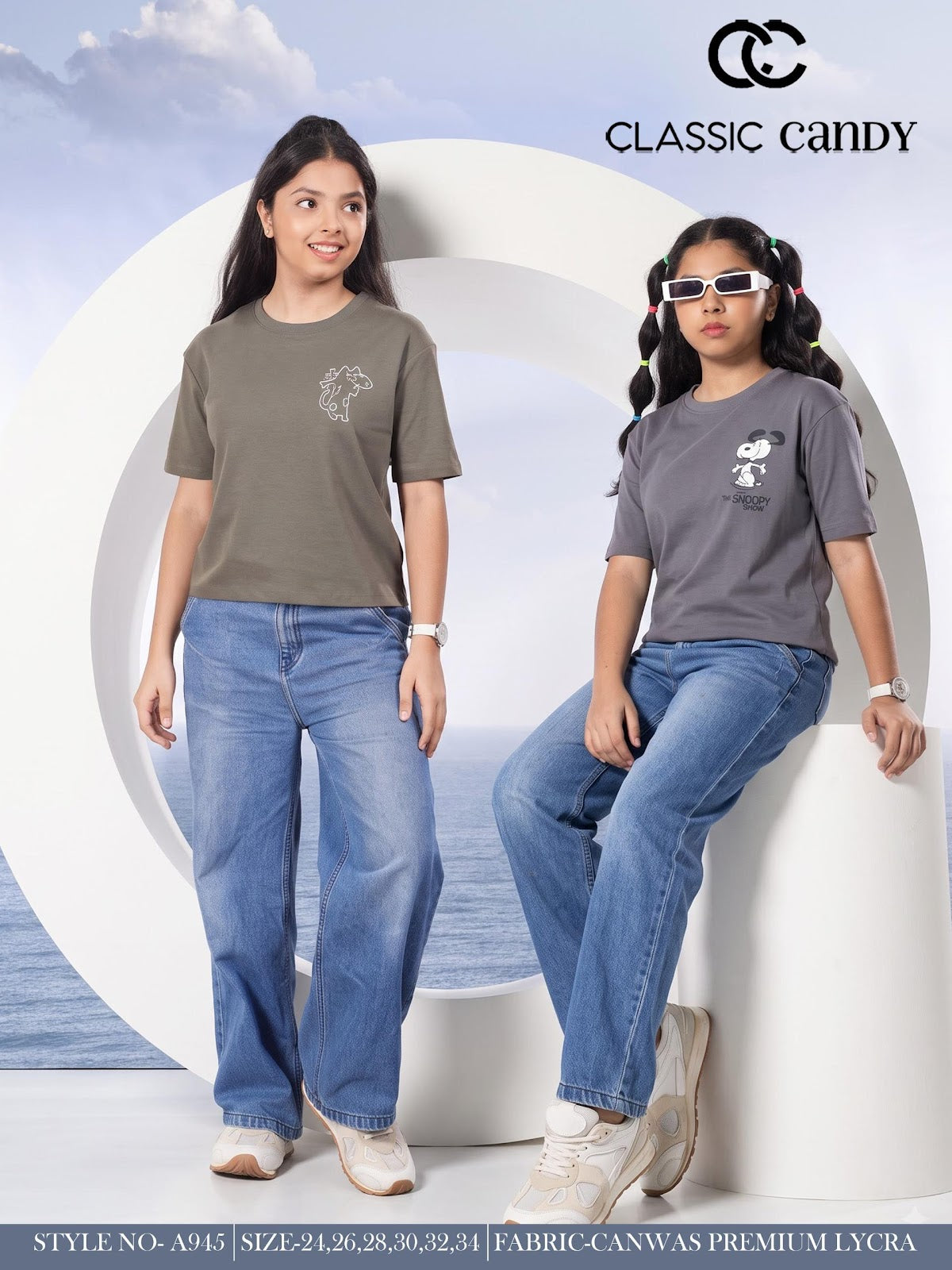 A945 Drop Shoulder Classic Candy Canvas Girls Top Supplier Gujarat