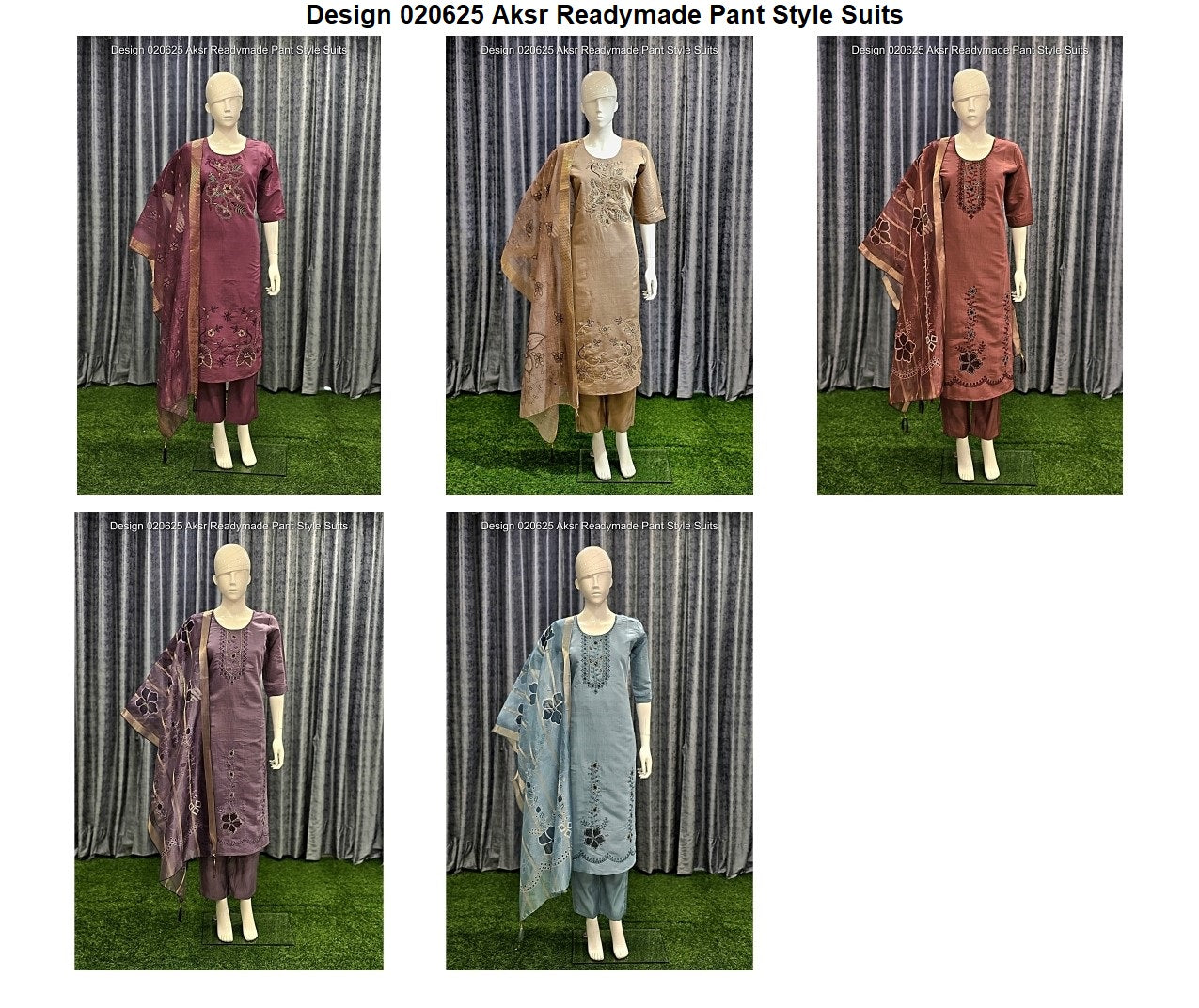 Design 020625 Aksr Roman Silk Readymade Pant Style Suits Supplier Gujarat
