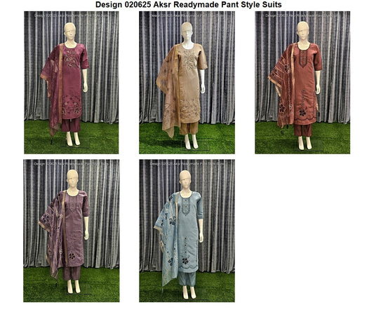Design 020625 Aksr Roman Silk Readymade Pant Style Suits Supplier Gujarat