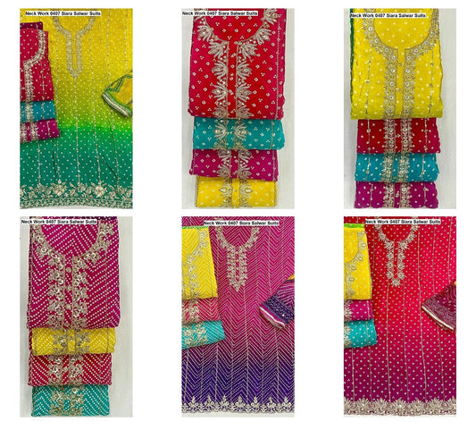 Neck Work 0407 Siara Natural Crepe Salwar Suits Wholesale