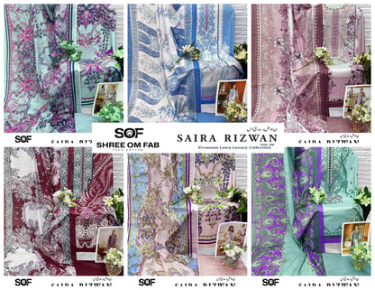 Saira Rizwan Vol 8 Luxury Lawn Collection Shree Om Karachi Salwar Suits Supplier Gujarat