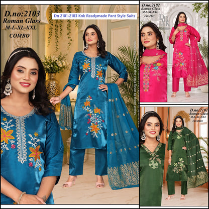 Dn 2101-2103 Knk Roman Readymade Pant Style Suits Supplier Gujarat