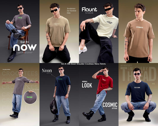 Vol Jh 388 Down Shoulder Crocktees Cotton Looper Mens Tshirts Wholesaler