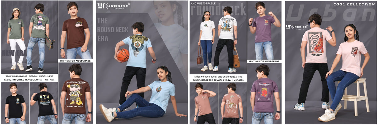 Style No 1261-1268 Urbanrise Imported Unisex Kids Tshirt Wholesaler