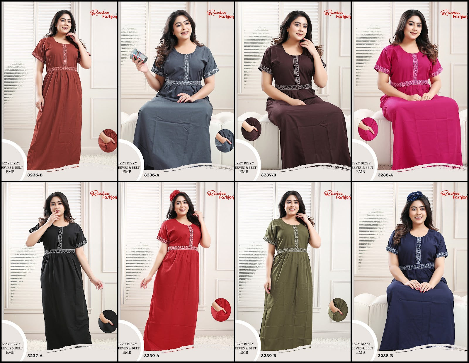 Lizzy Bizzy 0809 Ruchee Fashion Night Gowns Wholesale Rate