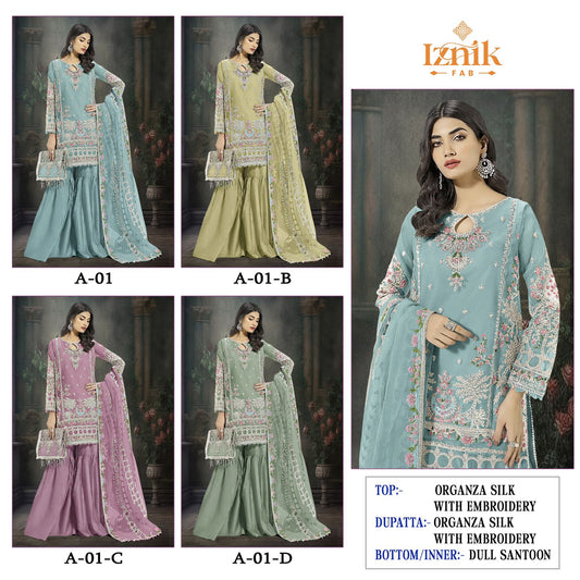 A 01 Bcd Iznik Organza Pakistani Salwar Suits Wholesaler Ahmedabad