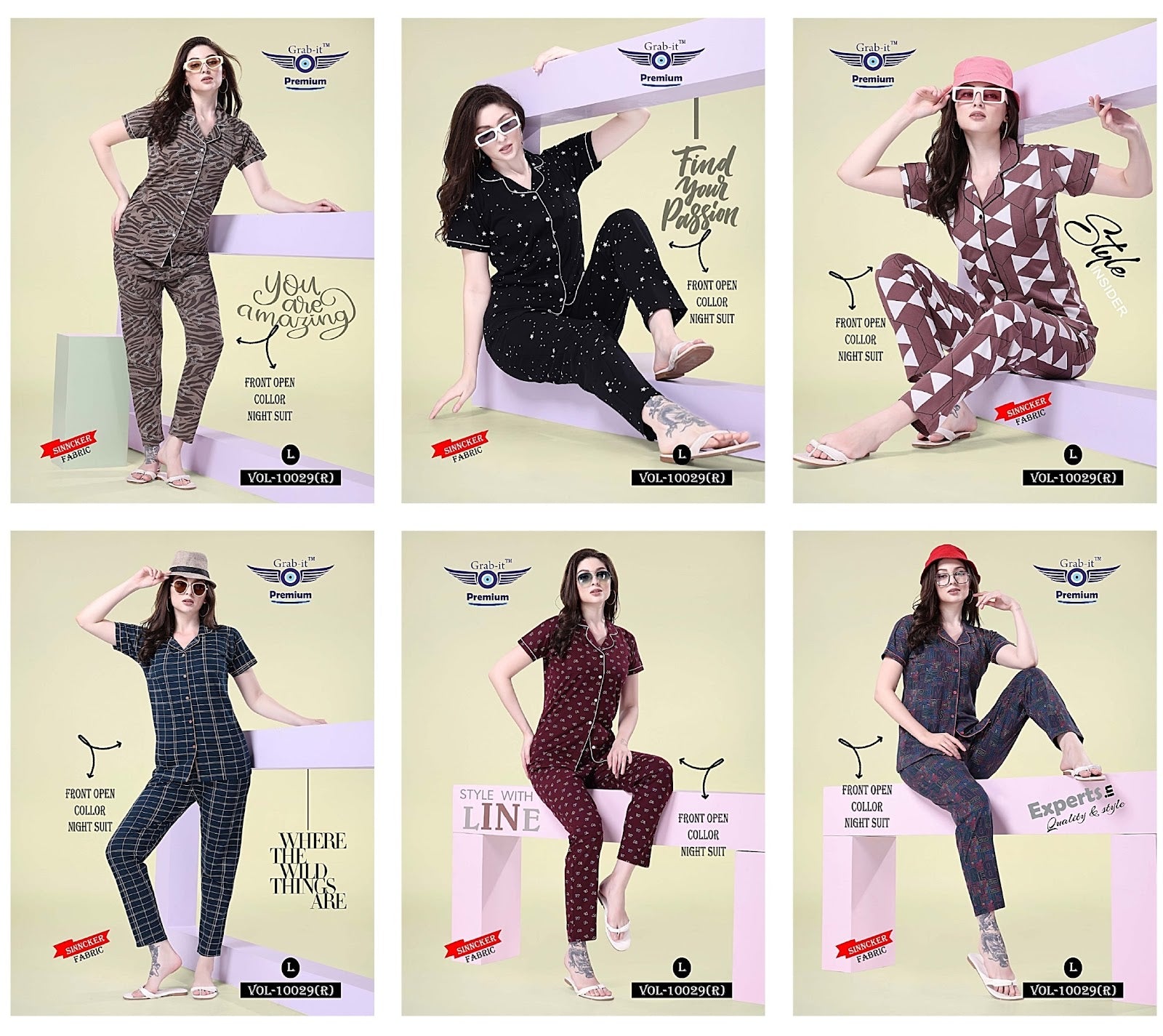 10029 R Grab It Sinker Collar Night Suits Supplier Ahmedabad