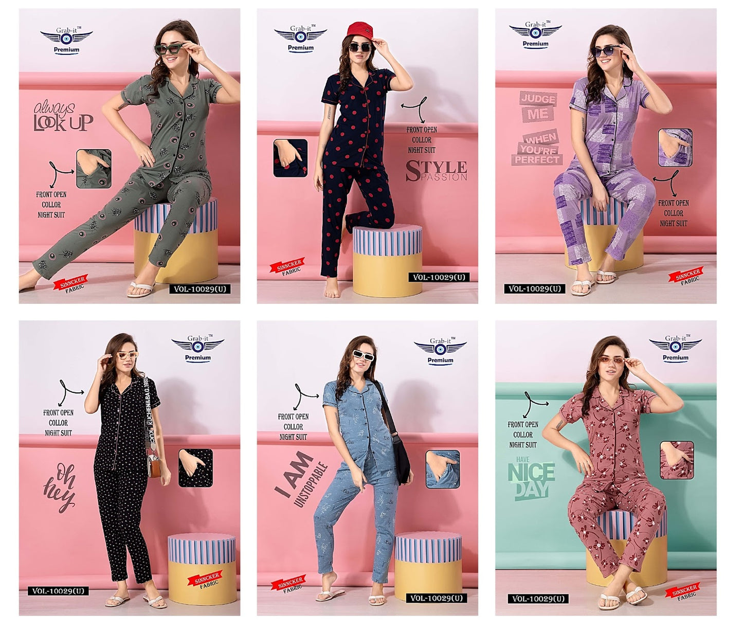 10029 U Grab It Sinker Collar Night Suits Supplier Ahmedabad