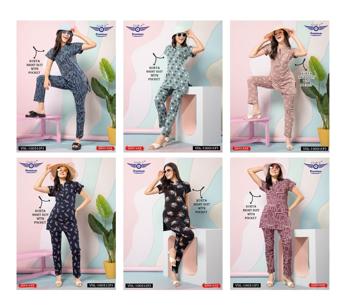 10031 P Grab It Sinker Kurta Night Suits Wholesaler India