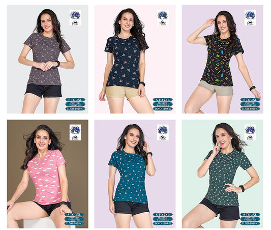 1009-G Pink Hosiery Cotton Women Tshirt Exporter India