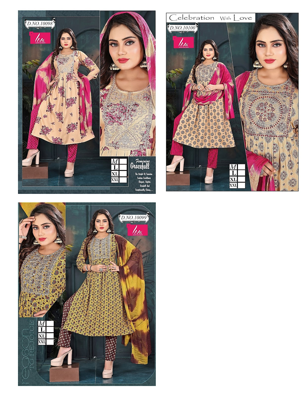 10099-10100 Mmc Liva Readymade Pant Style Suits Exporter Gujarat