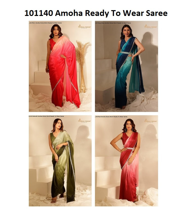 101140 Stone Work Amoha Ombre Ready To Wear Saree Wholesaler India