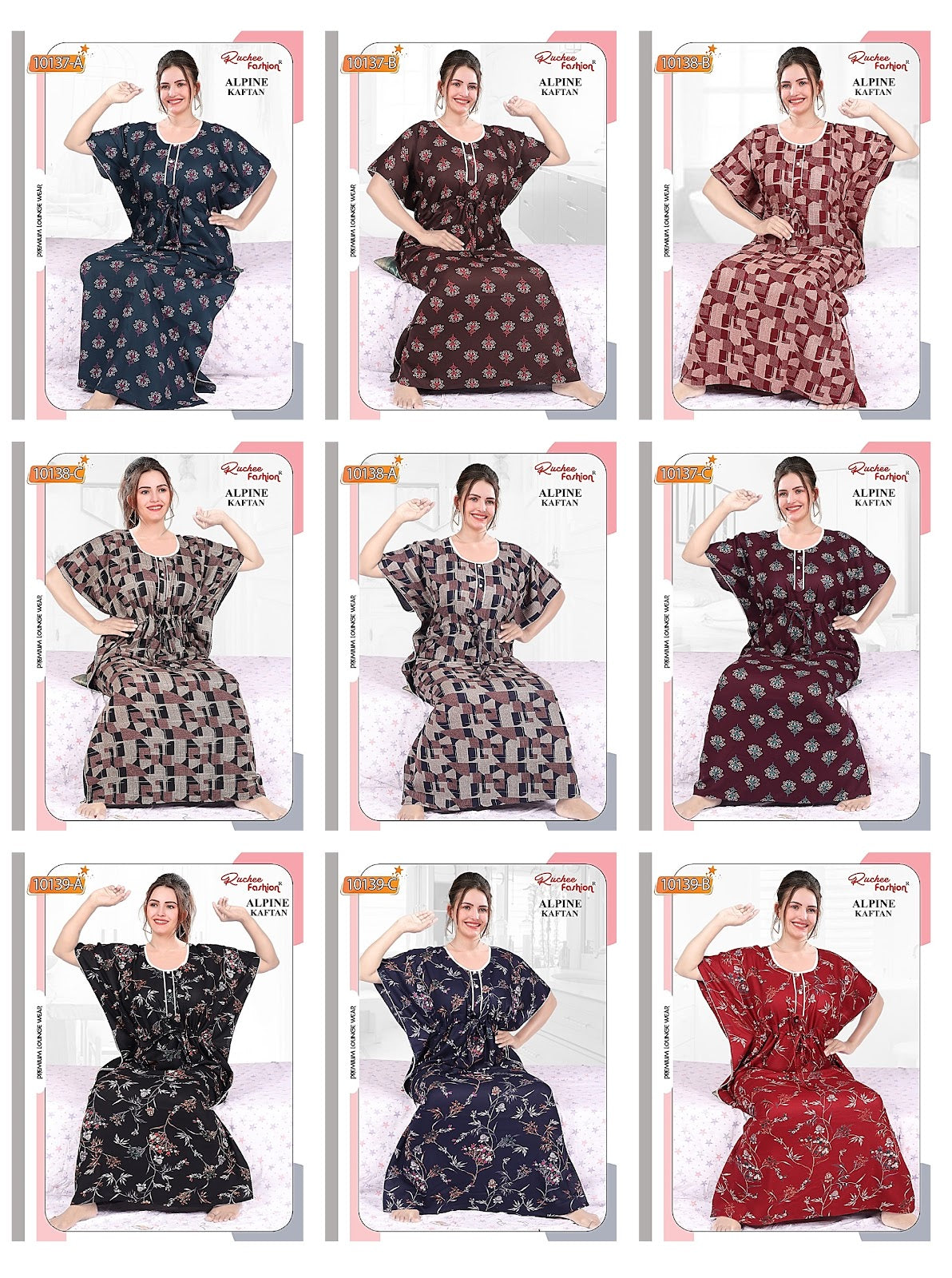 10137-10139 Ruchee Fashion Alpine Kaftan Nighty Manufacturer Ahmedabad