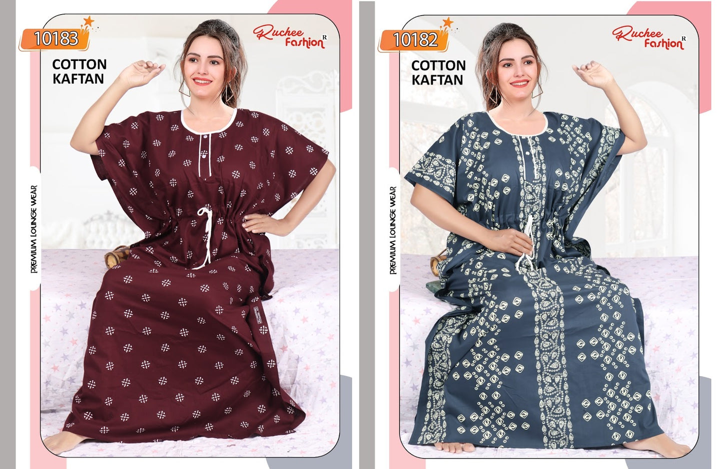 10183-10182 Ruchee Fashion Cotton Kaftan Nighty Manufacturer India