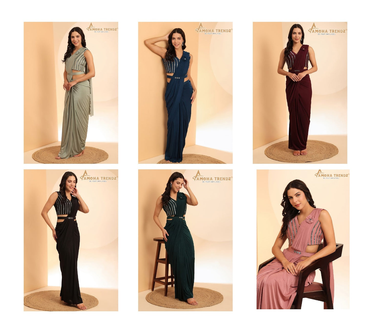 102093 Lace Work Amoha Imported Ready To Wear Saree Manufacturer