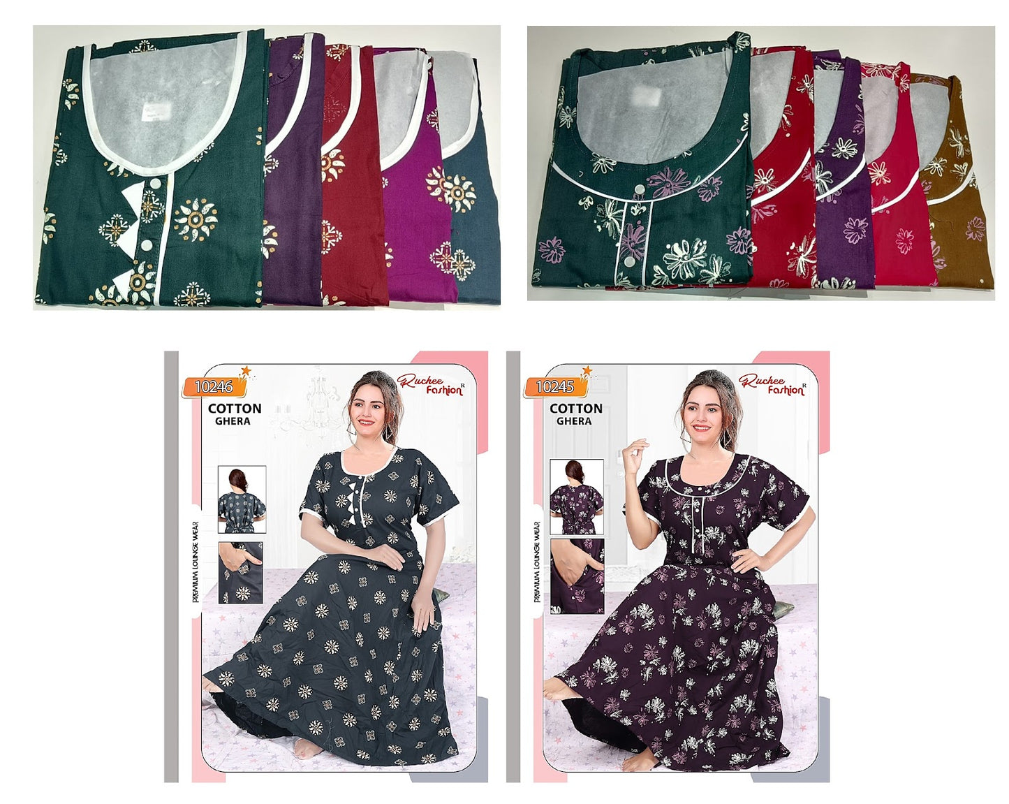 10245-10246 Ruchee Fashion Cotton Night Gowns Wholesaler India