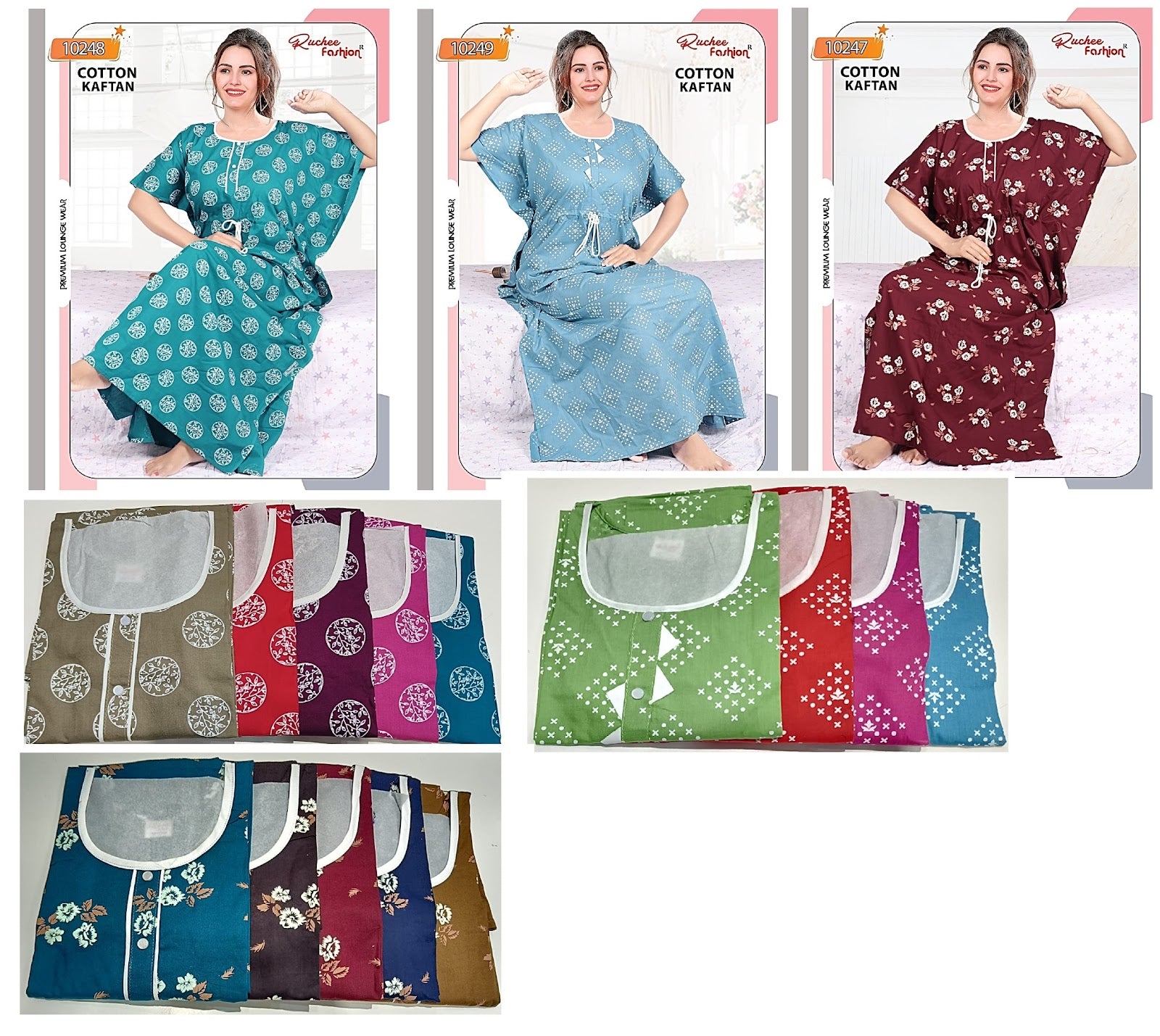 10247-10249 Ruchee Fashion Cotton Kaftan Nighty Wholesale Price