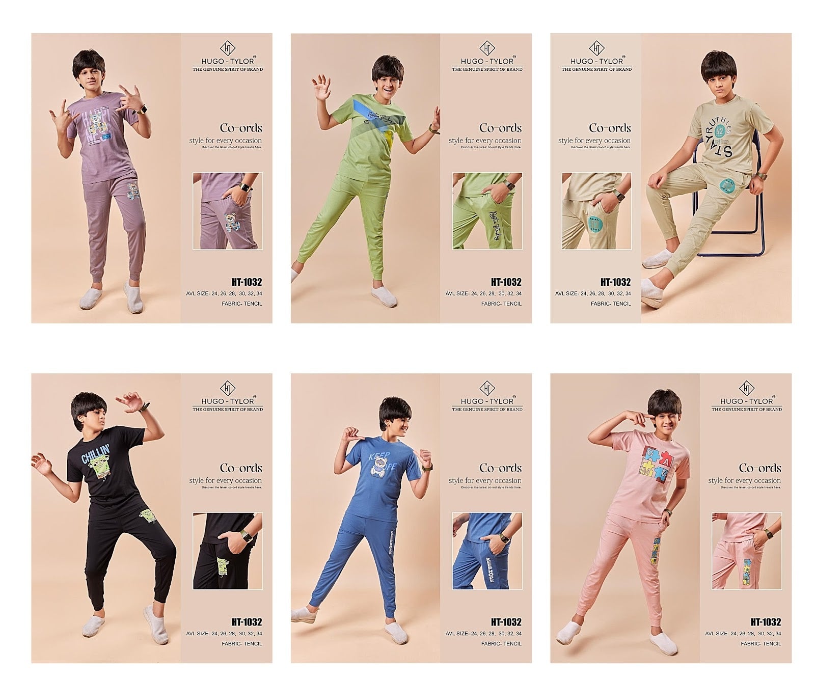 1032 Hugo Tylor Lycra Tencil Boys Co Ord Set Wholesale