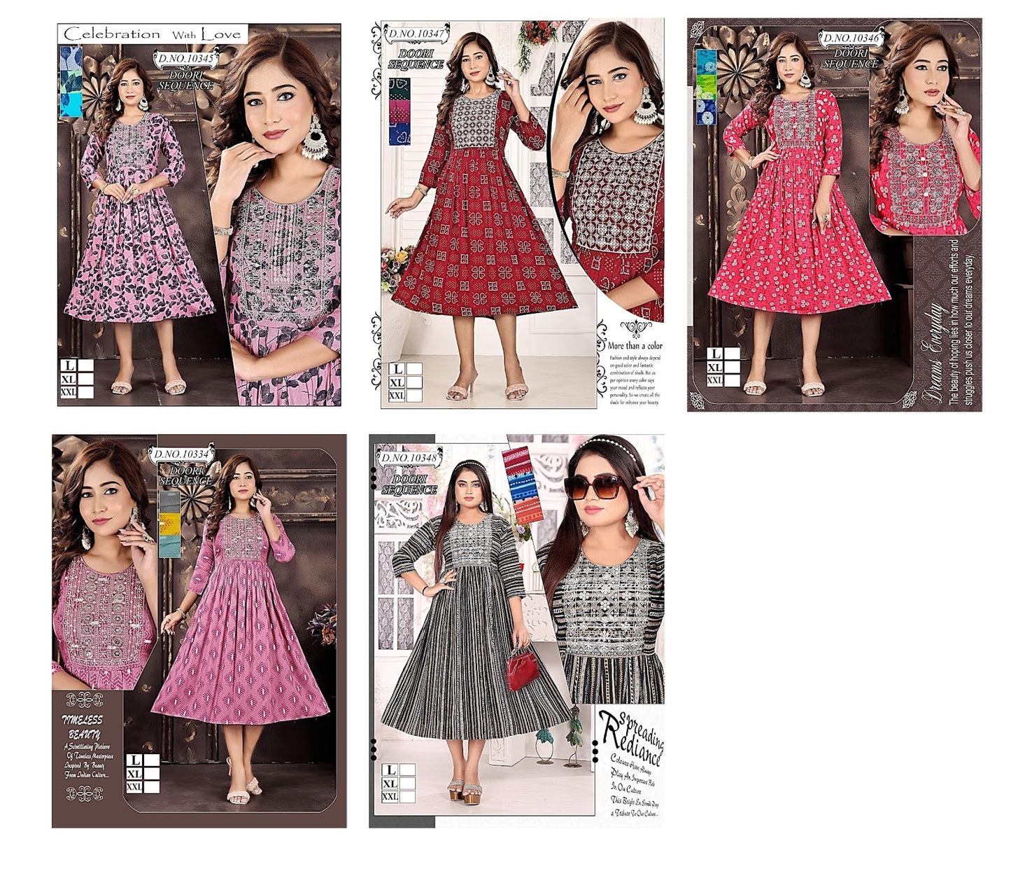 10345-10347 Mmc Rayon Foil Anarkali Kurtis Exporter Gujarat
