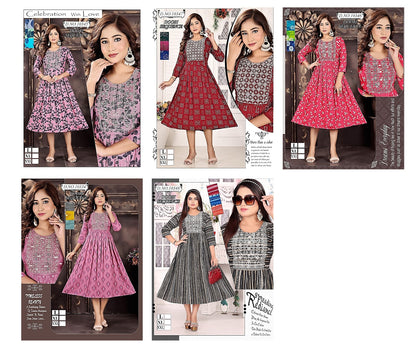 10345-10347 Mmc Rayon Foil Anarkali Kurtis Exporter Gujarat