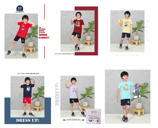 109 Mmy Kids Cotton Biowashed Boys Shorts Set