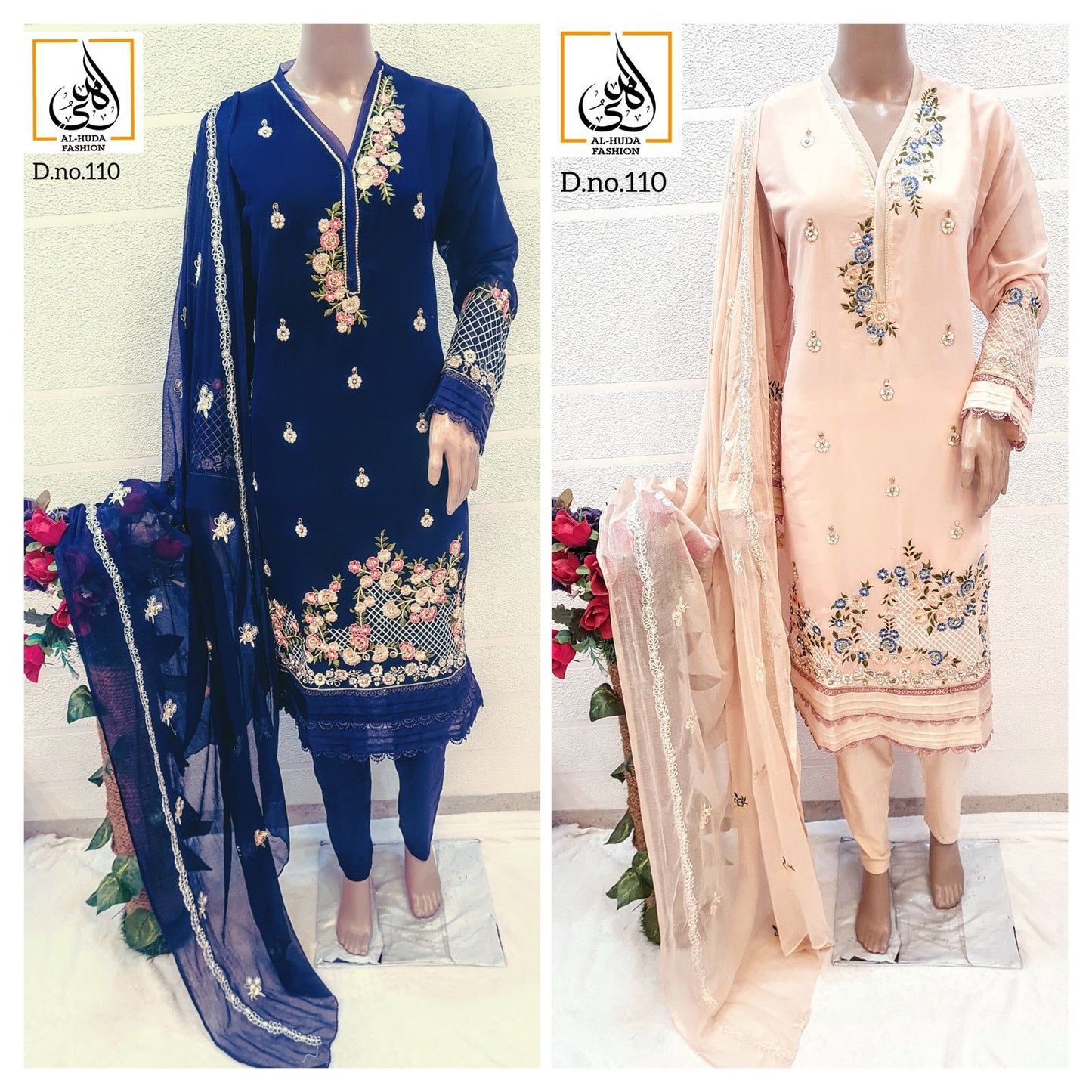 110 Al Huda Fashion Georgette Pakistani Readymade Suits Supplier Gujarat