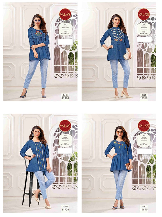 11900-11890 Valas Denim Fancy Tops Exporter India