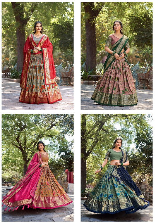 1204-Priyamani Aawiya Tussar Silk Lehenga Choli Exporter India