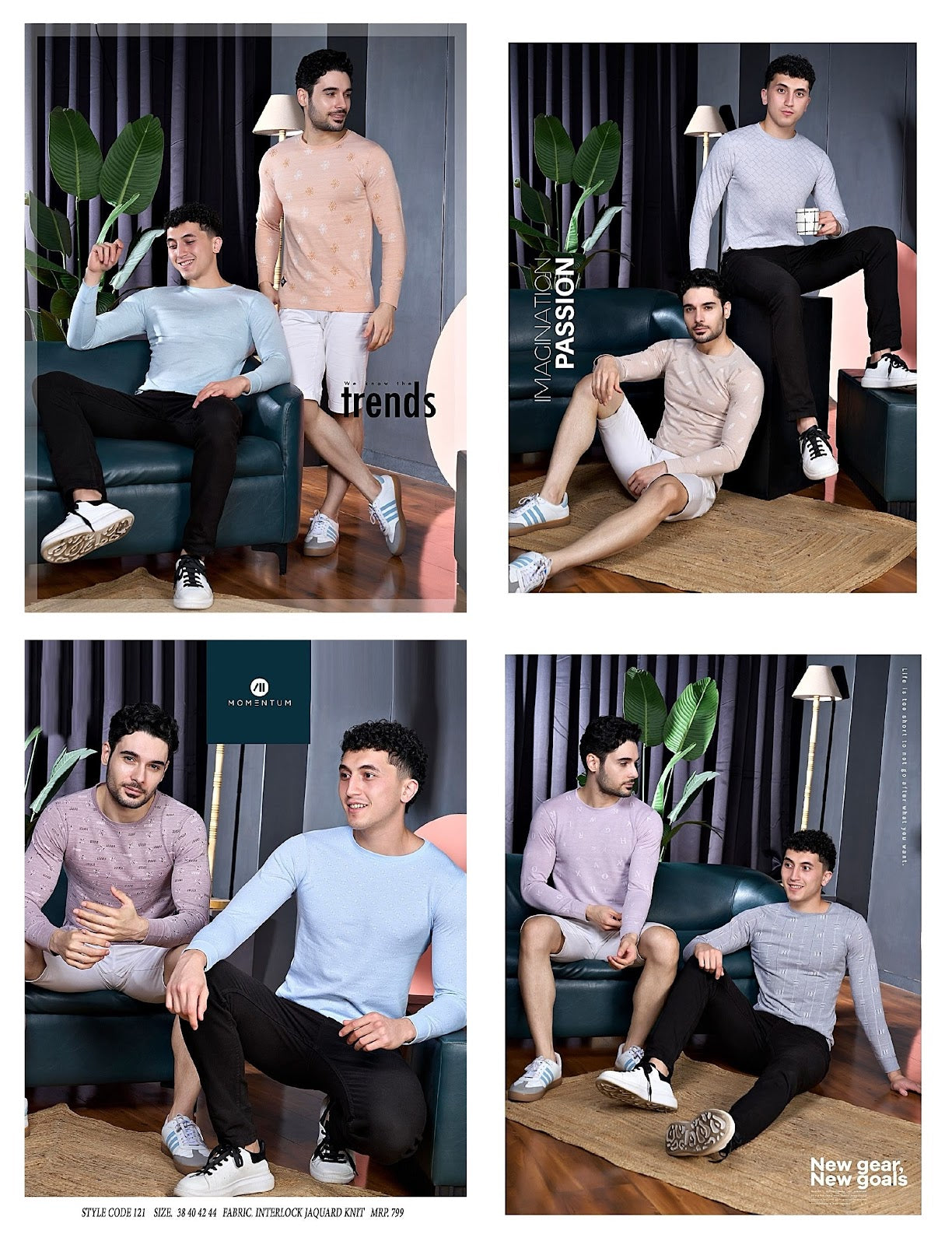 121 Momentum Jacquard Knit Mens Tshirts Wholesale Rate