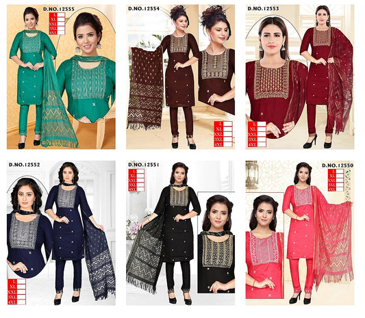 12550-12555 Vkh Rayon Readymade Pant Style Suits Exporter