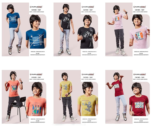 1269 Purple Zone Cotton Boys Tshirt Exporter Gujarat