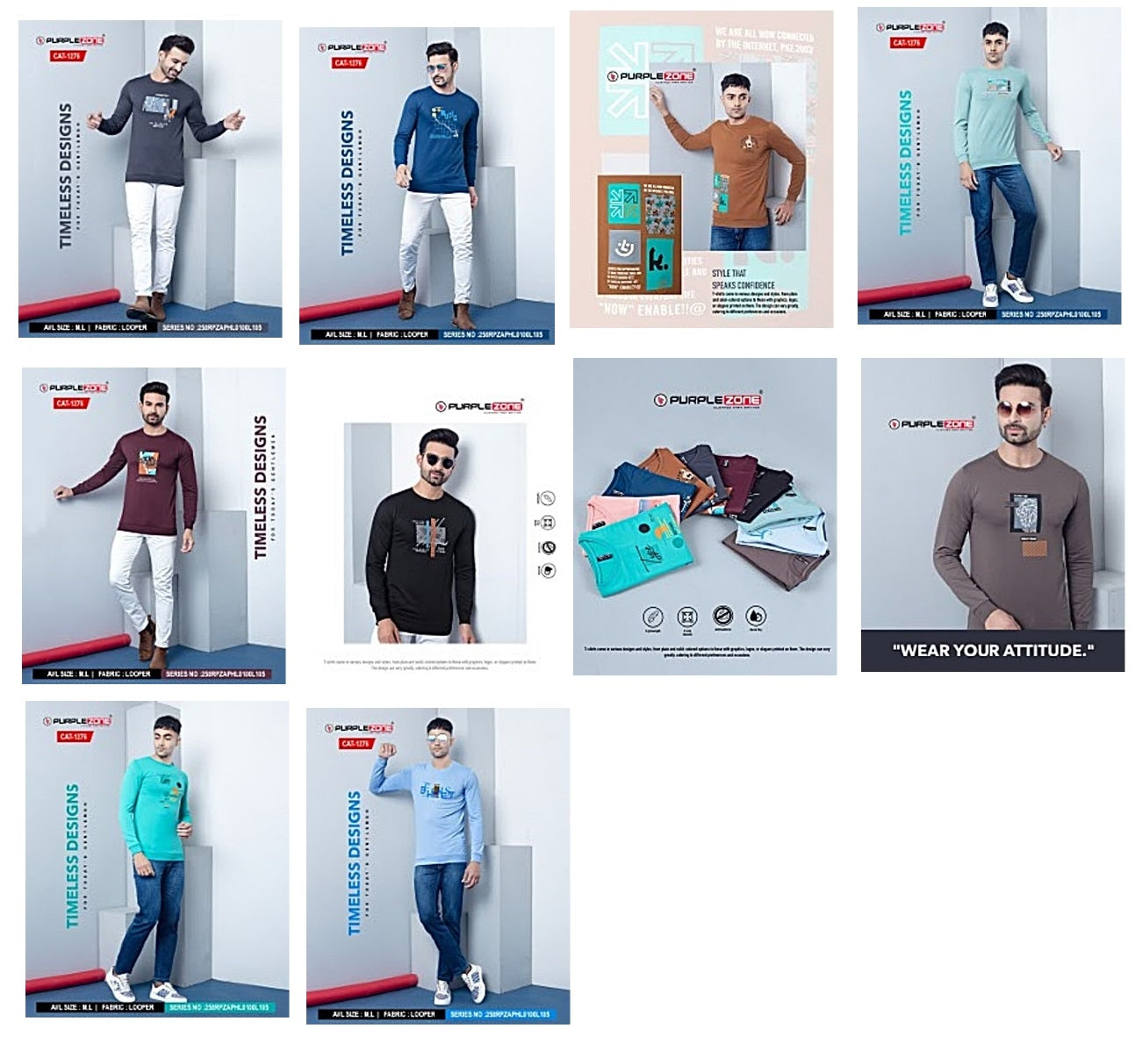 1276 Purple Zone Lycra Looper Mens Tshirts Supplier